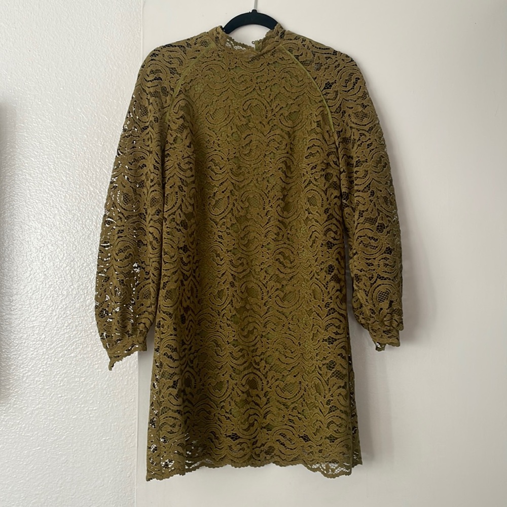 ZARA GREEN LACE DRESS XS